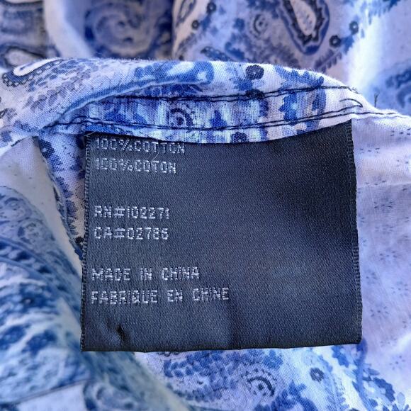 NWOT Rogue State Blue Paisley Pearl Snap-Front Shirt L cotton collared s.sleeve - Picture 9 of 14